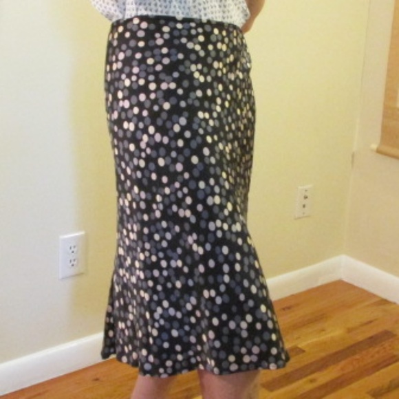Allison Taylor Flared Polka Dot Silk Skirt, Size XL - Picture 1 of 5